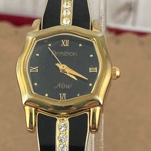 Vintage 1990's Asymmetrical  Armitron Now Gold & Black Slightly Used Watch